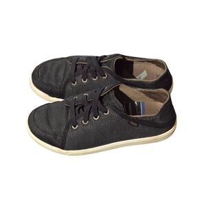 OluKai Kids Li Maka Black Canvas Sneakers Boat Shoe Size 13